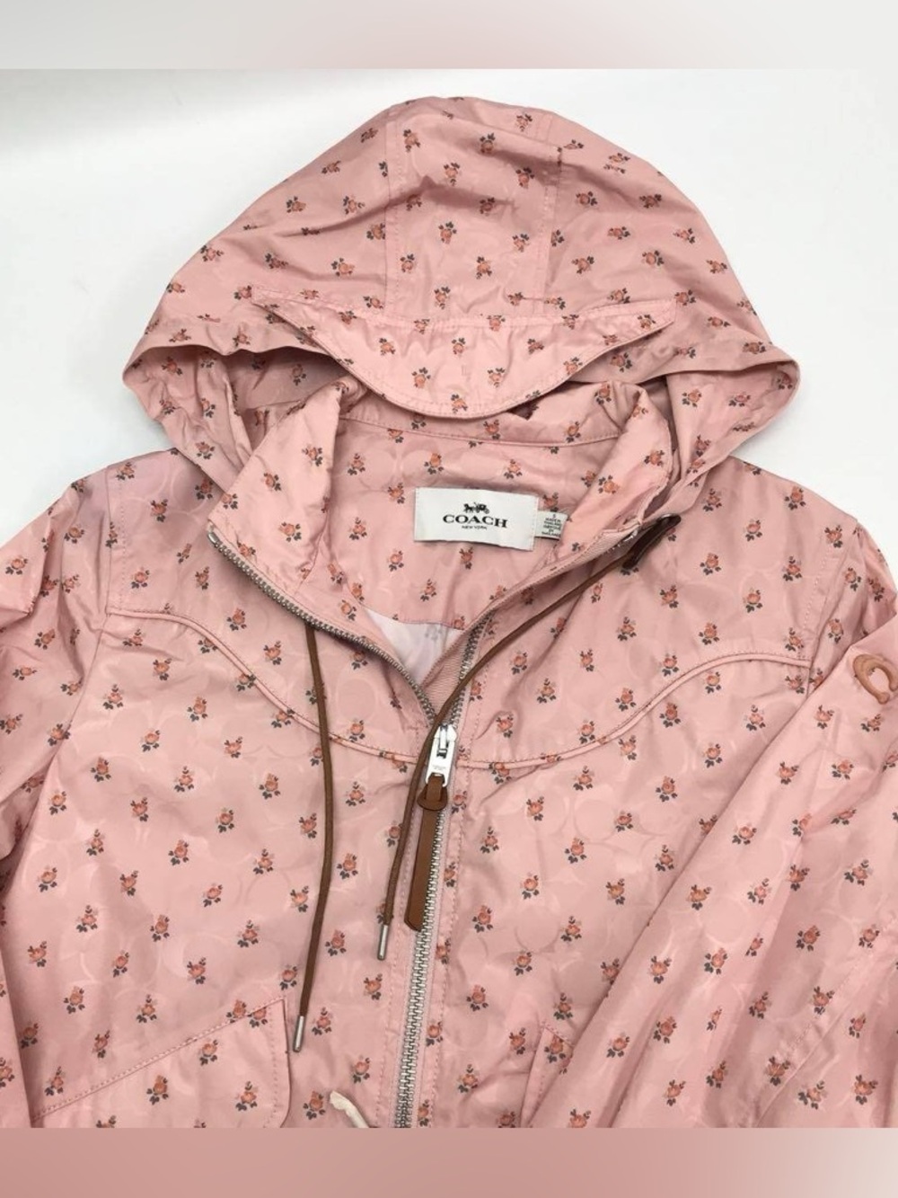 Coach Pink Floral Hooded Windbreaker ( oversized medium)